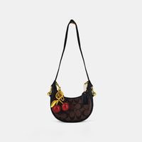 Coach-Inspired Signature Crescent Shoulder Bag